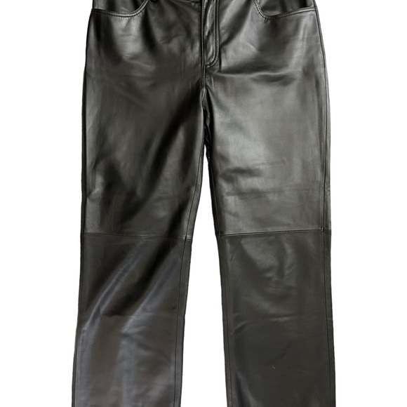 Lafayette 148 NewYork 100% Leather Trouser Pants Size 8 - Picture 7 of 12